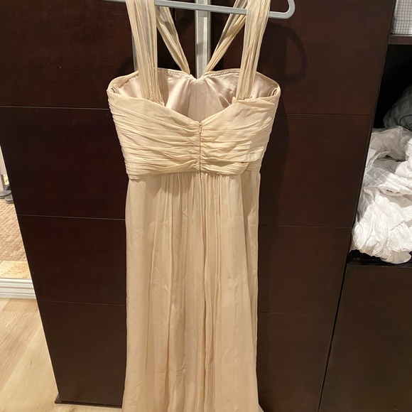 Amsale silk crinkle chiffon in fawn - Picture 2 of 3